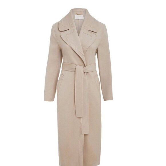 NWT ZIMMERMANN wonderland barrel coat 70%wool  long beige AU2 bust46 - Picture 1 of 8